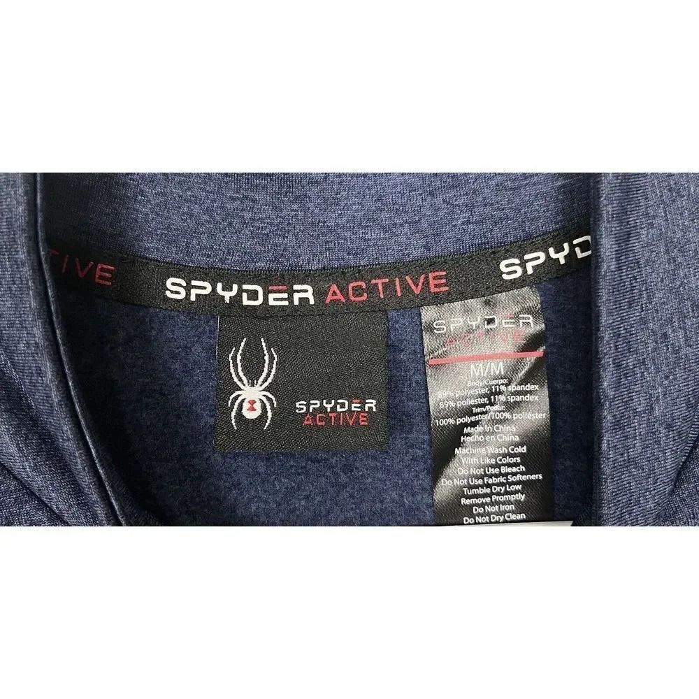 Spyder Active ProW B Men's Blue 1/4 Zip Long Sleeve Logo Fleece Top Size M - Picture 4 of 10